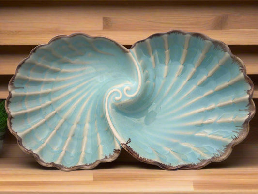 Blue Shell-Shaped Serving Plate