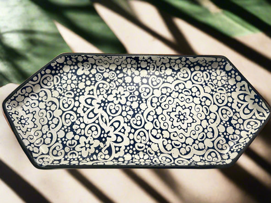 White Diamond Textured Serving Plate