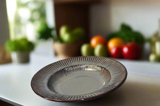 Elegant Textured Ceramic Snack Plate – Charcoal Black
