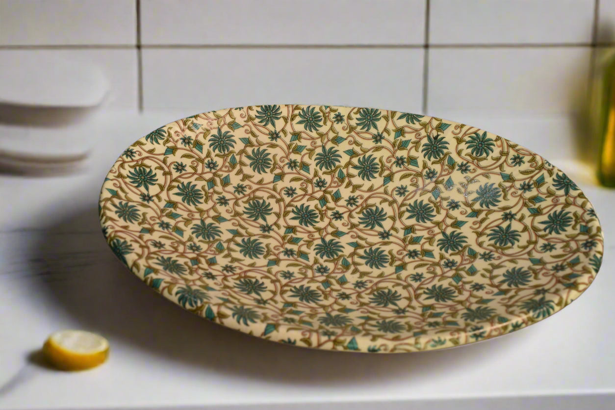 Ceramic Serving Plate – Floral Pattern