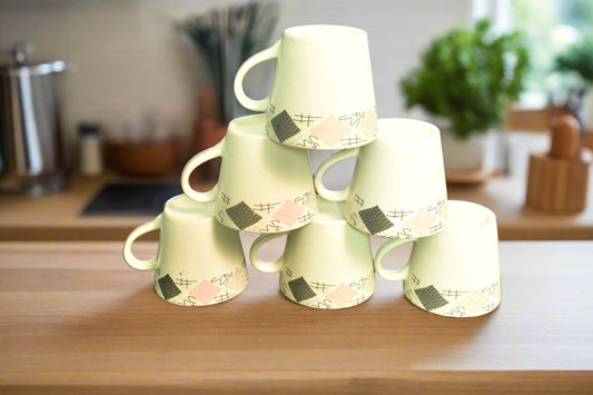 Handcrafted Ceramic Coffee & Tea Cup Set – Abstract Pattern