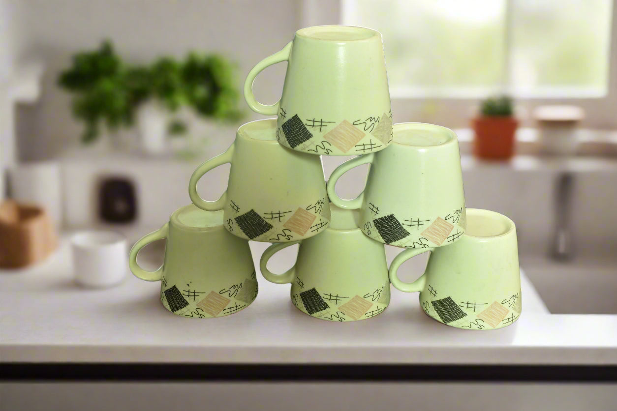 Handcrafted Ceramic Coffee & Tea Cup Set – Abstract Pattern