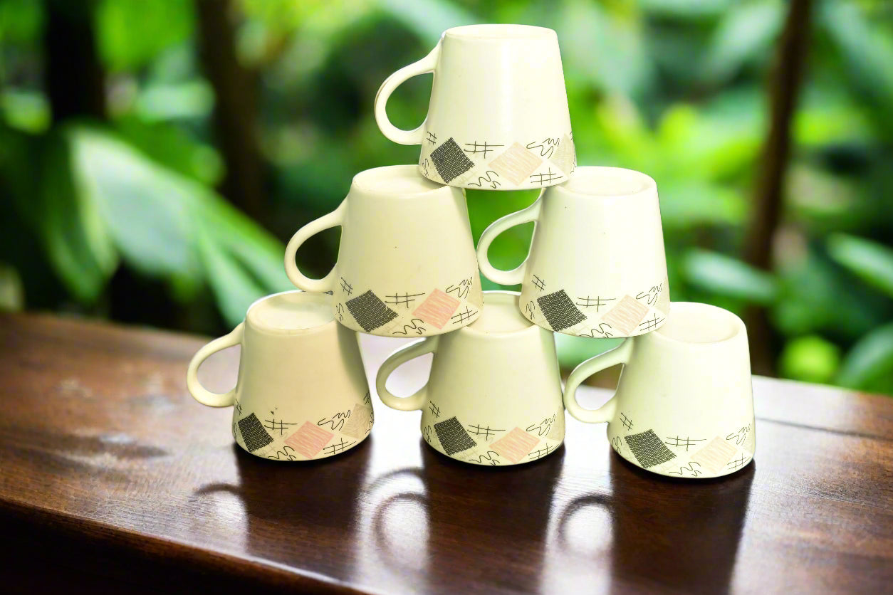 Handcrafted Ceramic Coffee & Tea Cup Set – Abstract Pattern