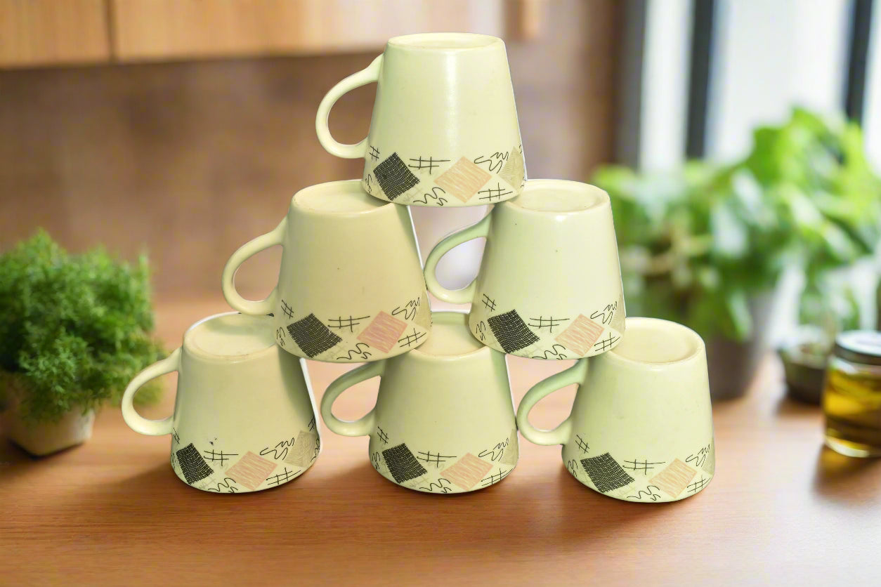 Handcrafted Ceramic Coffee & Tea Cup Set – Abstract Pattern