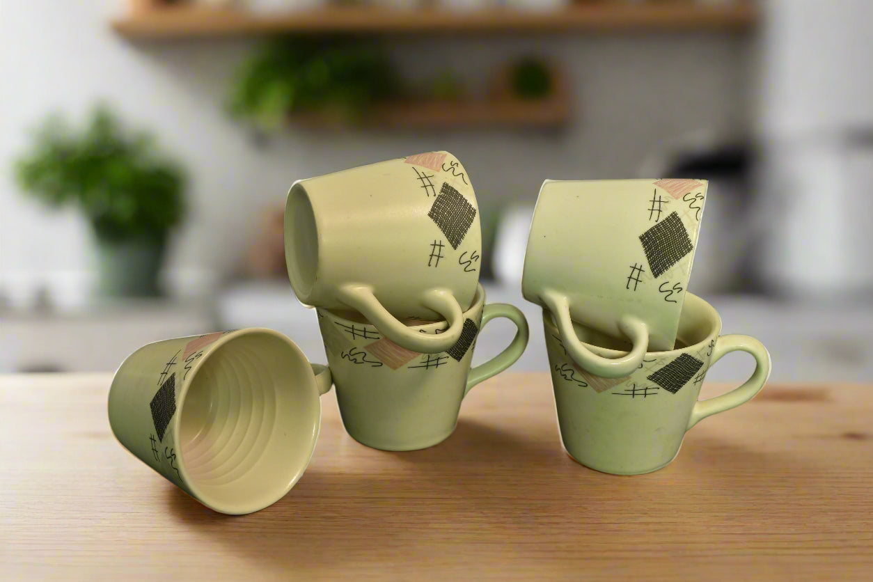 Handcrafted Ceramic Coffee & Tea Cup Set – Abstract Pattern