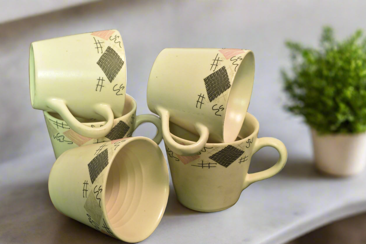 Handcrafted Ceramic Coffee & Tea Cup Set – Abstract Pattern