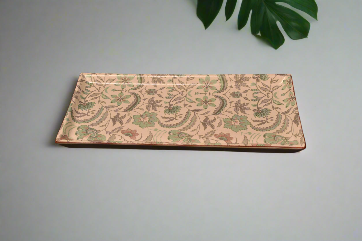 Handcrafted Floral Ceramic Serving Set – 2 Bowls with Matching Tray