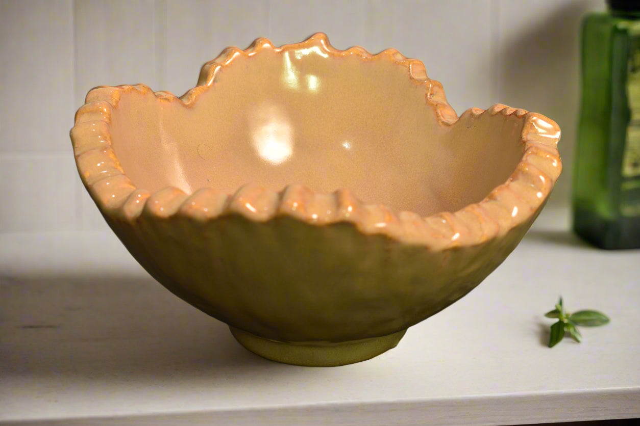 Handcrafted Ceramic Decorative Bowl – Wavy Edge Design