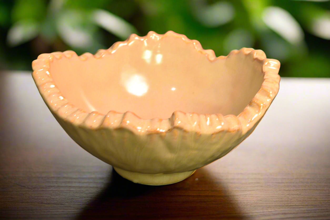 Handcrafted Ceramic Decorative Bowl – Wavy Edge Design