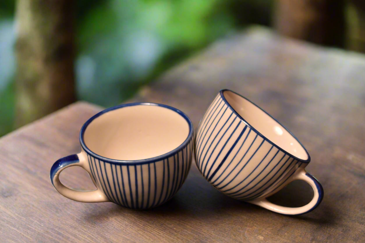 Blue Striped Tea Cup