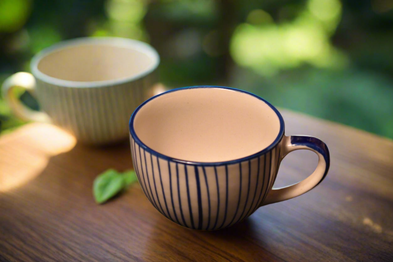 Blue Striped Tea Cup
