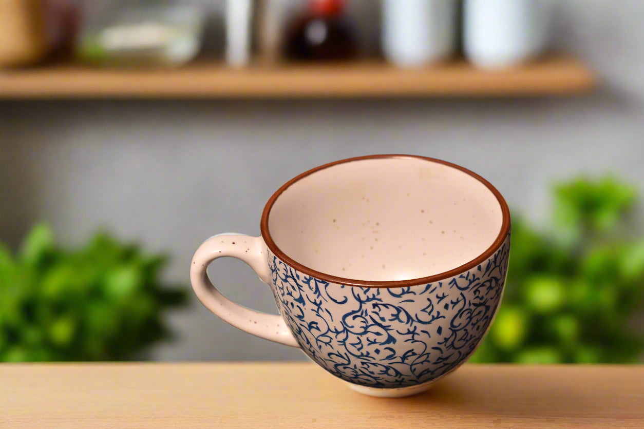 Elegant Blue Vine Pattern Tea Cup