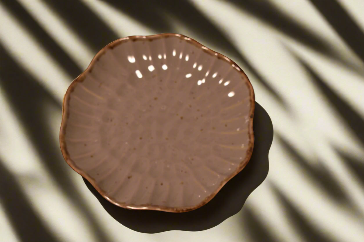 Elegant Scalloped Ceramic Snack Plate