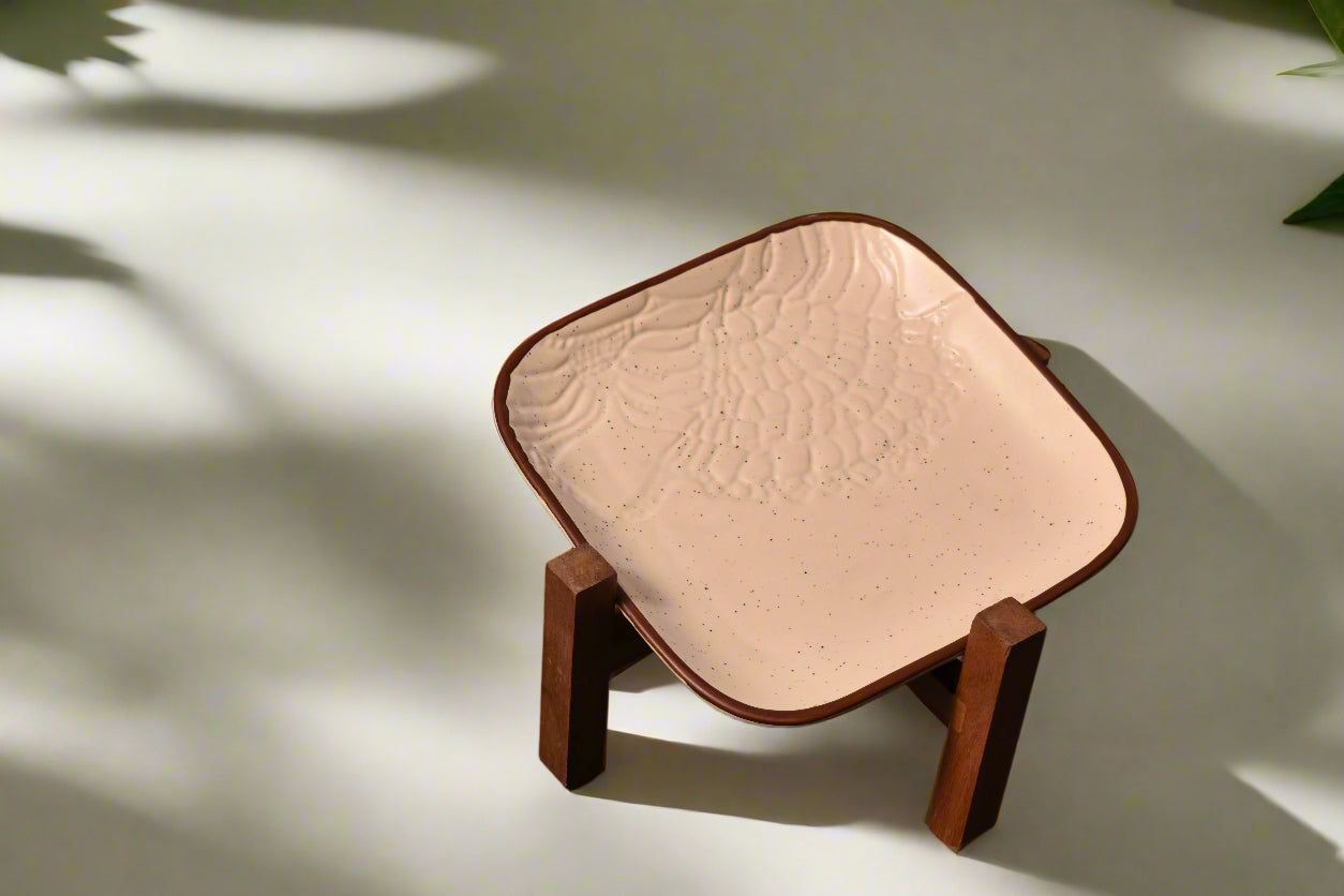 Sandstone Textured Square Serving Plate