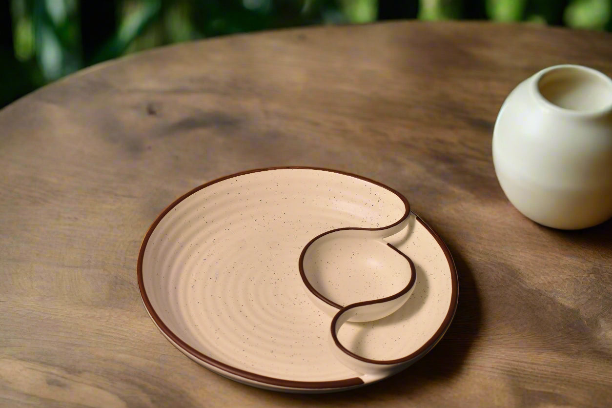 Yin-Yang Ceramic Plate Set – Minimalist Serving Platter