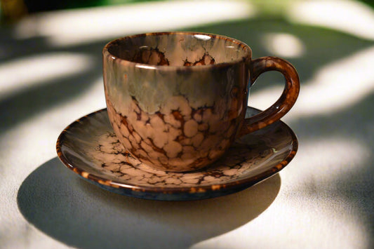 Reactive Glaze Tea Cup & Saucer Set