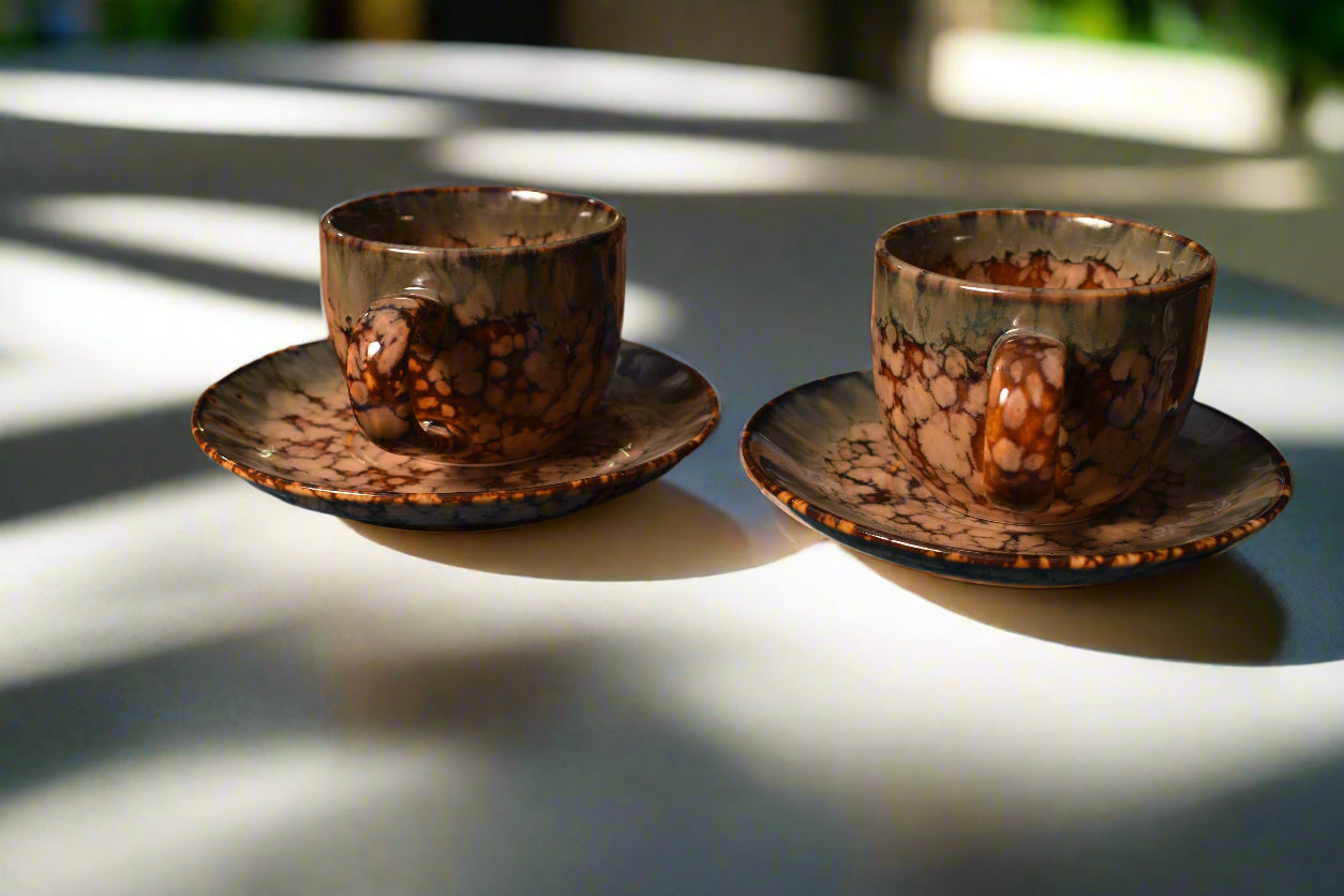 Reactive Glaze Tea Cup & Saucer Set