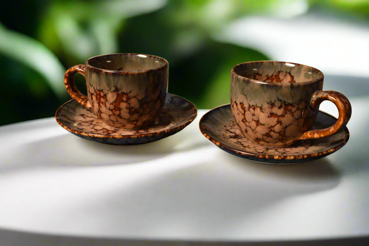 Reactive Glaze Tea Cup & Saucer Set