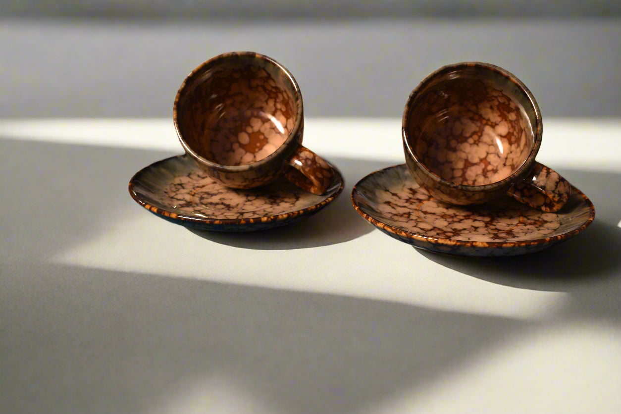Reactive Glaze Tea Cup & Saucer Set