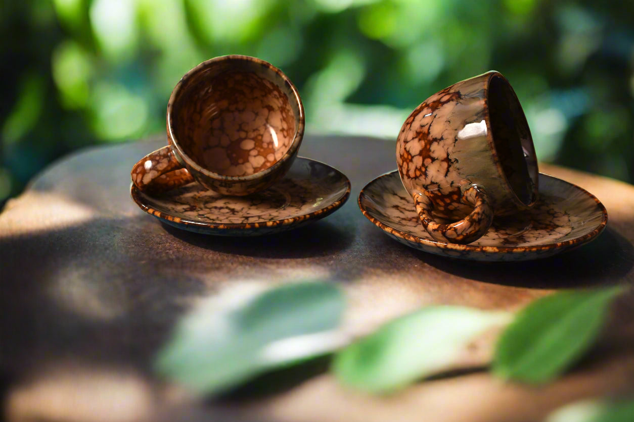 Reactive Glaze Tea Cup & Saucer Set