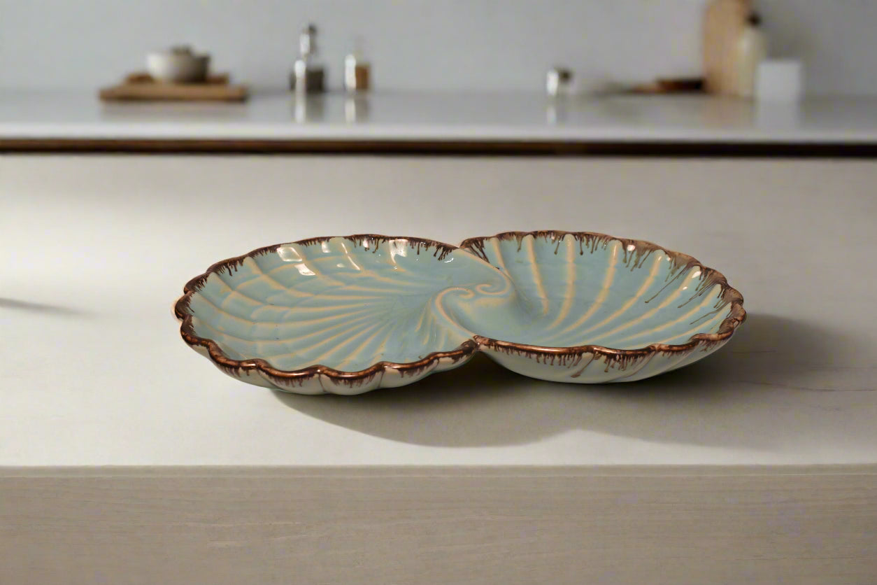 Blue Shell-Shaped Serving Plate
