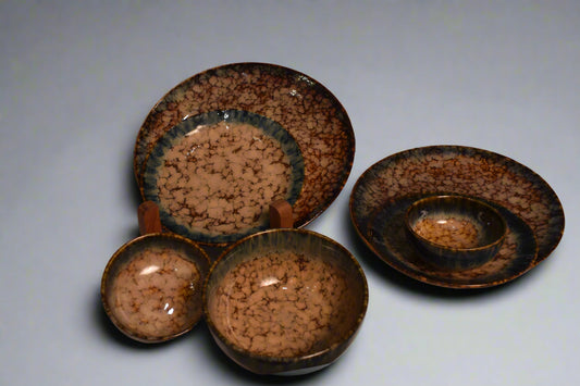 Rustic Crackle Glaze Ceramic Dinner Set β Handcrafted & Elegant