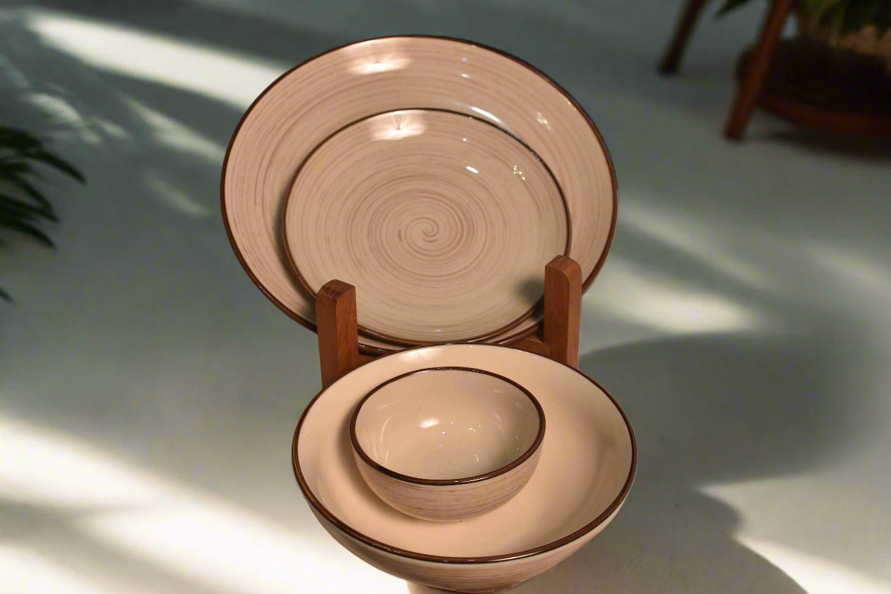 Rustic Swirl Dinner Set – Elegant & Earthy Tableware