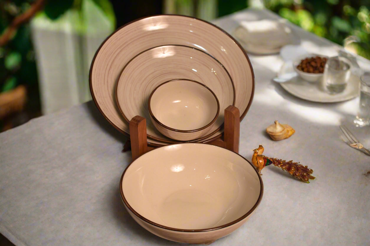Rustic Swirl Dinner Set – Elegant & Earthy Tableware