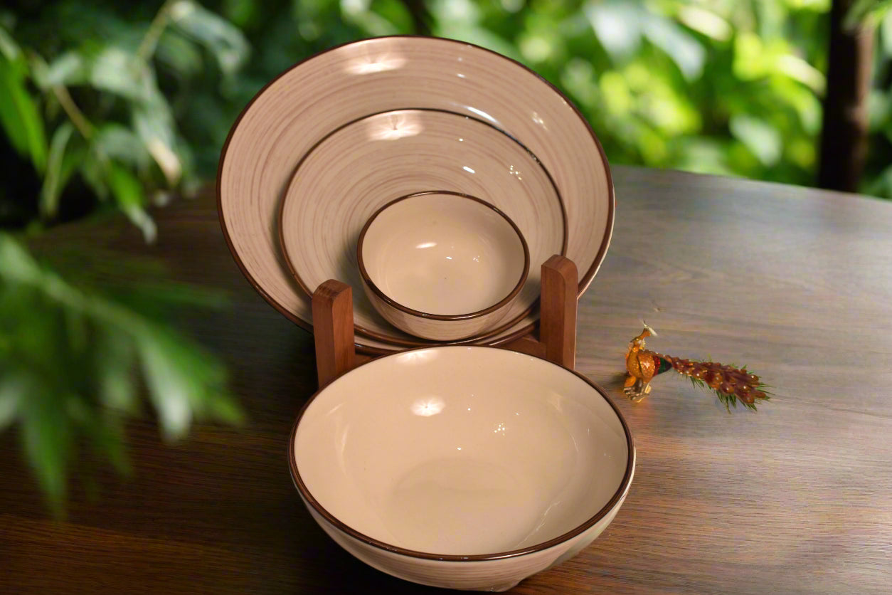 Rustic Swirl Dinner Set – Elegant & Earthy Tableware