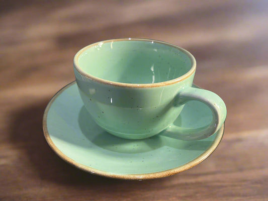 Mint Green with Rustic Rim Cup & Saucer Set