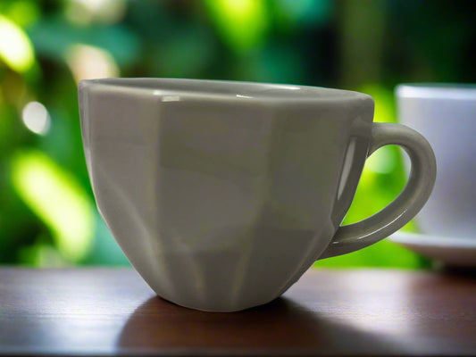 Matte White Textured Tea Cup