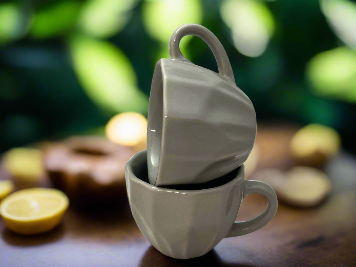 Matte White Textured Tea Cup