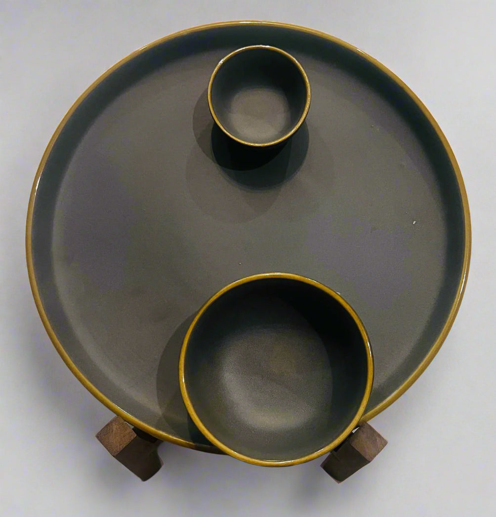 Elegant Matte Grey Stoneware Dinner Set