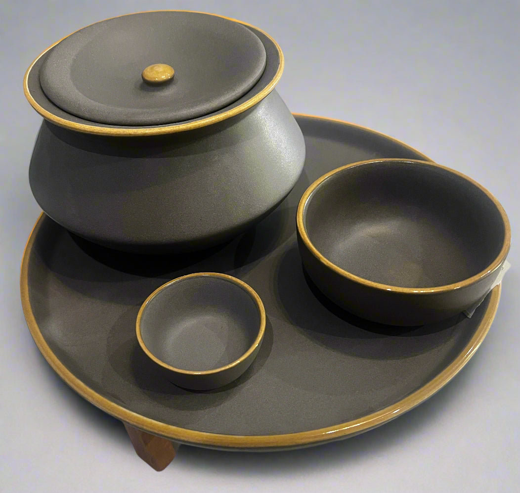 Elegant Matte Grey Stoneware Dinner Set