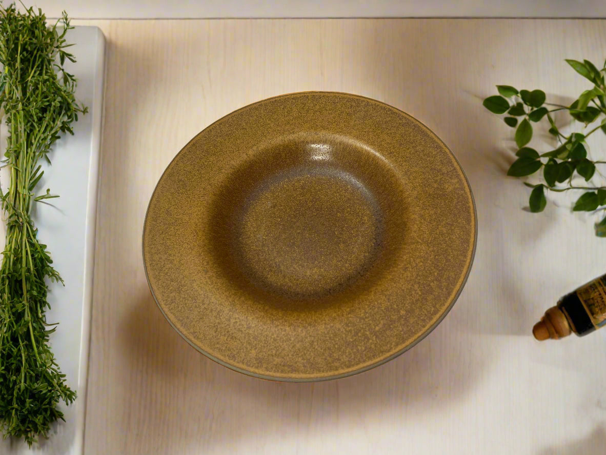 Rustic Brown Stoneware Deep Plate – Handcrafted Ceramic Soup & Pasta Bowl