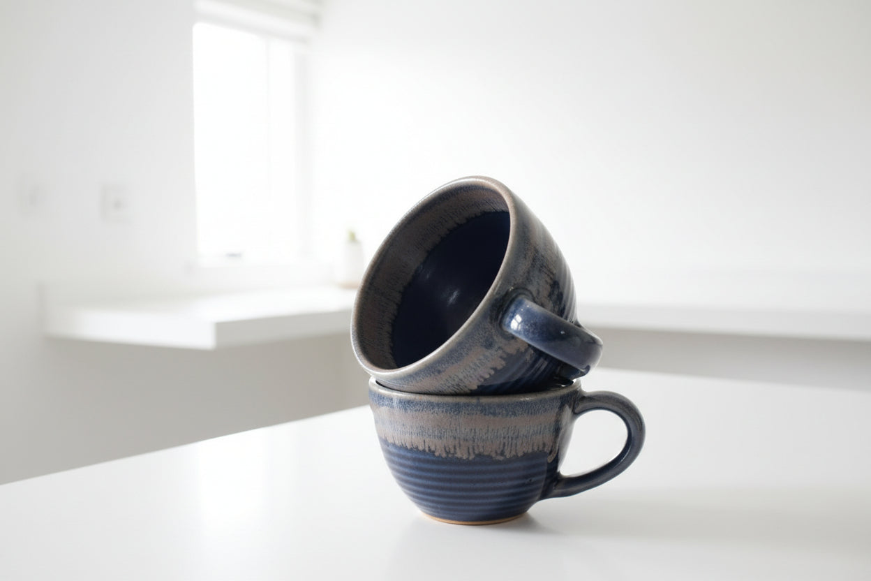 Midnight Blue Glaze Ceramic Coffee Cups