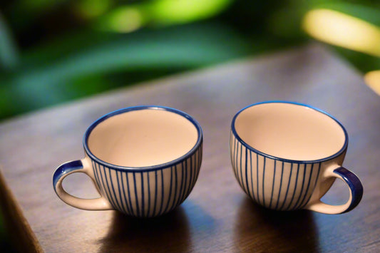 Blue Striped Tea Cup