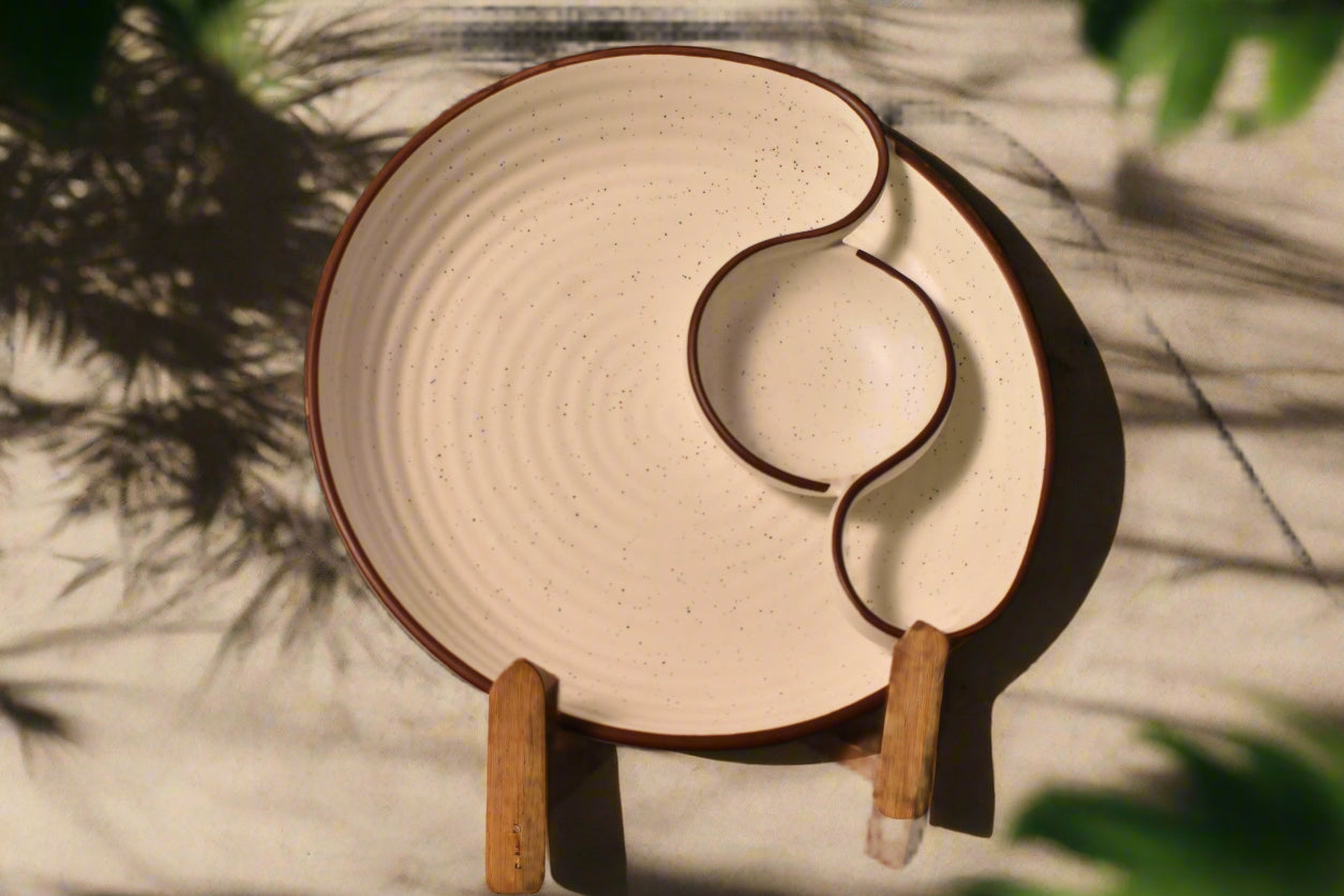 Yin-Yang Ceramic Plate Set – Minimalist Serving Platter