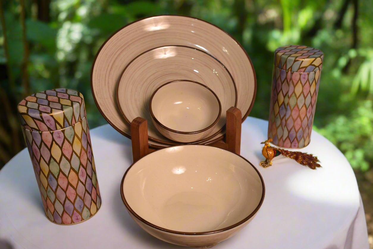 Rustic Swirl Dinner Set – Elegant & Earthy Tableware