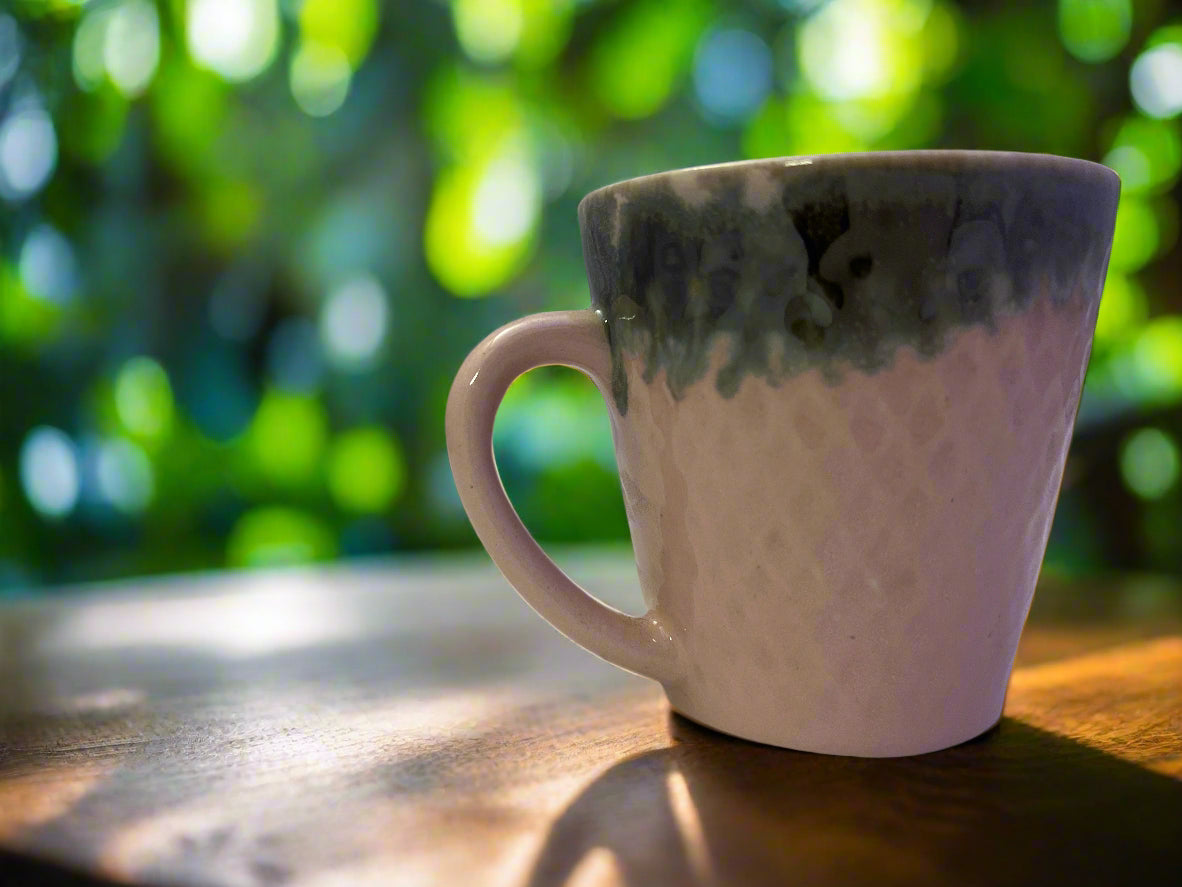 Blush Pink Textured Mug with Drip Glaze