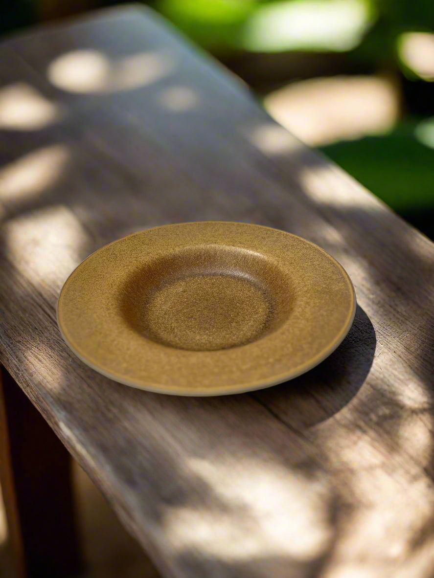 Rustic Brown Stoneware Deep Plate – Handcrafted Ceramic Soup & Pasta Bowl
