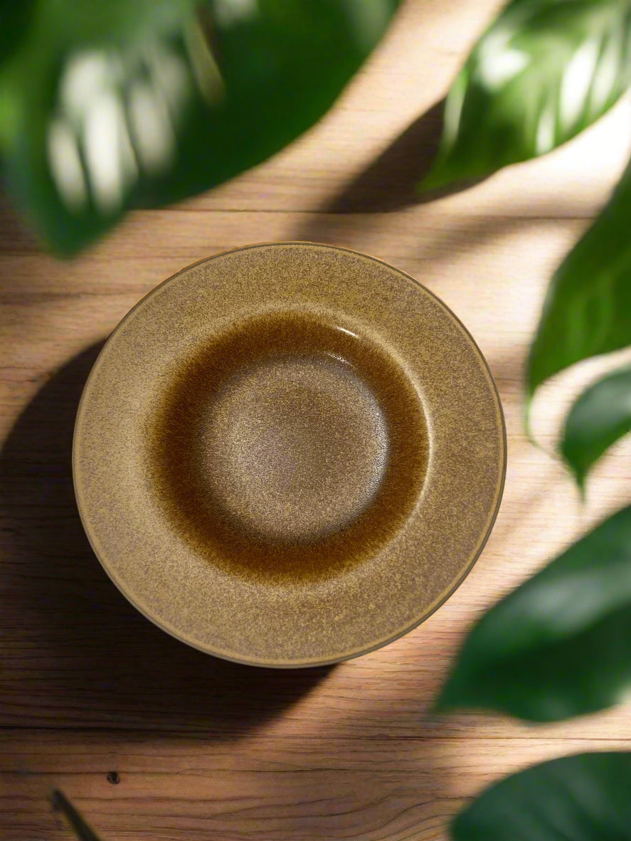 Rustic Brown Stoneware Deep Plate – Handcrafted Ceramic Soup & Pasta Bowl