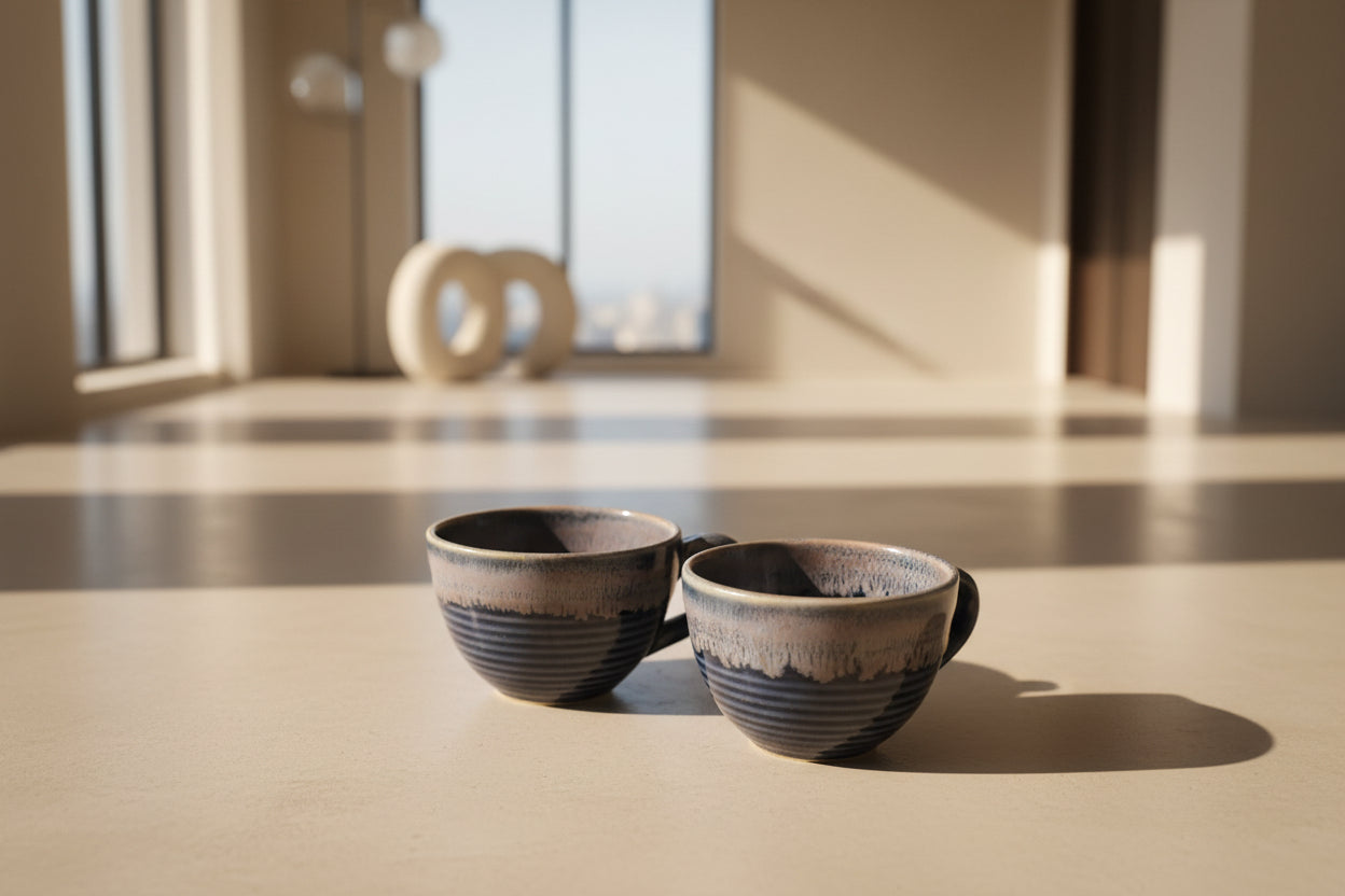 Midnight Blue Glaze Ceramic Coffee Cups